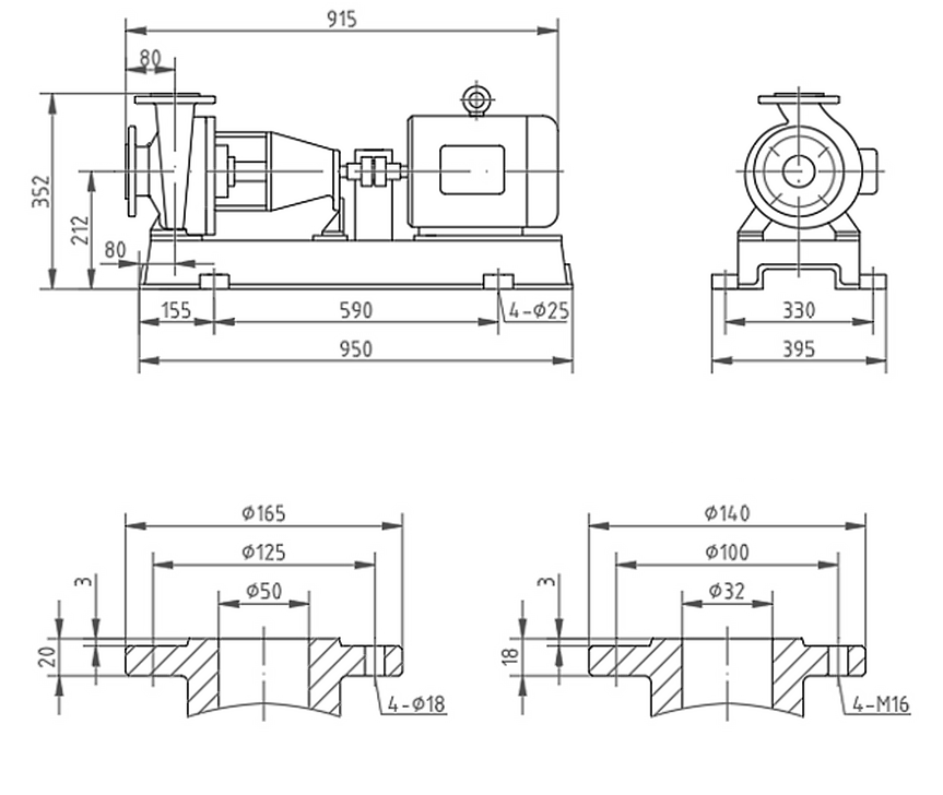 Чертеж оборудования IHF 50-32-125