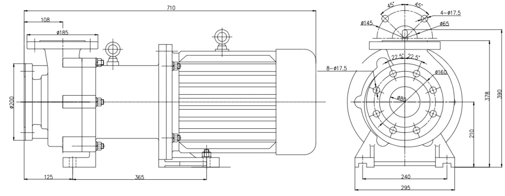 Чертеж оборудования CQB80-65-125F Чертеж оборудования CQB80-65-125F