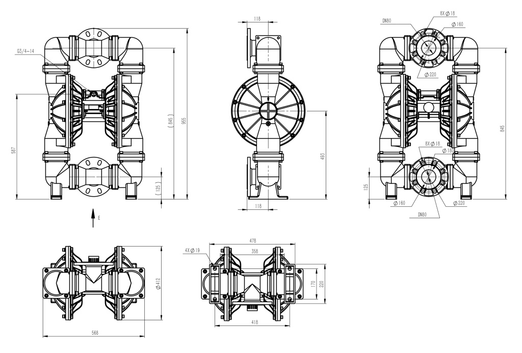 Чертеж оборудования BFQ-80PTFF